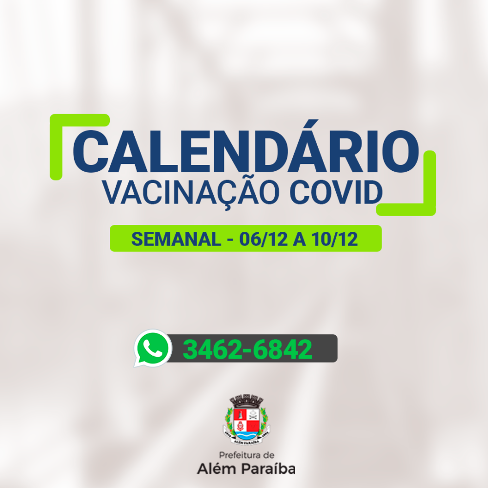 Prefeitura divulga Programação da Vacinação anti COVID da semana de 06/12 a 10/12