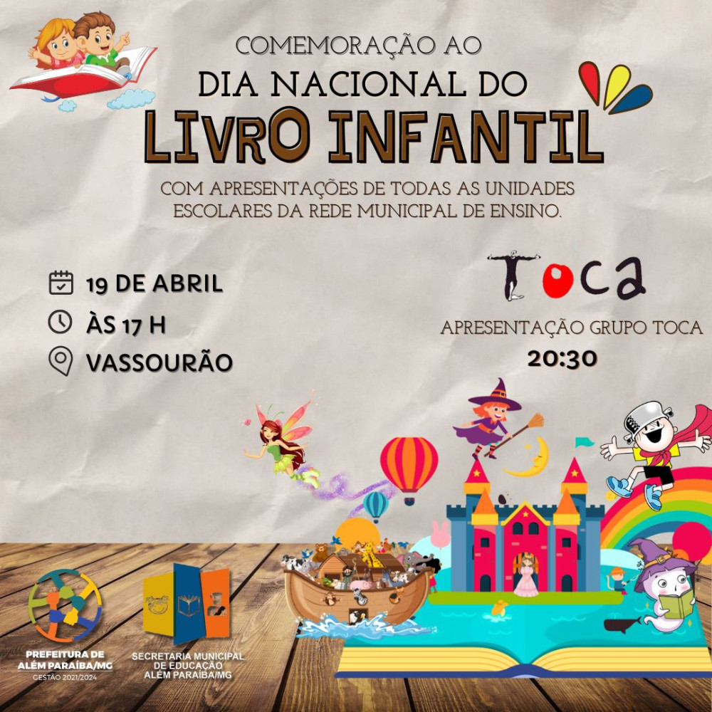 Grande evento vai marcar o Dia Nacional do Livro Infantil no Vassourão, no dia 19 de abril
