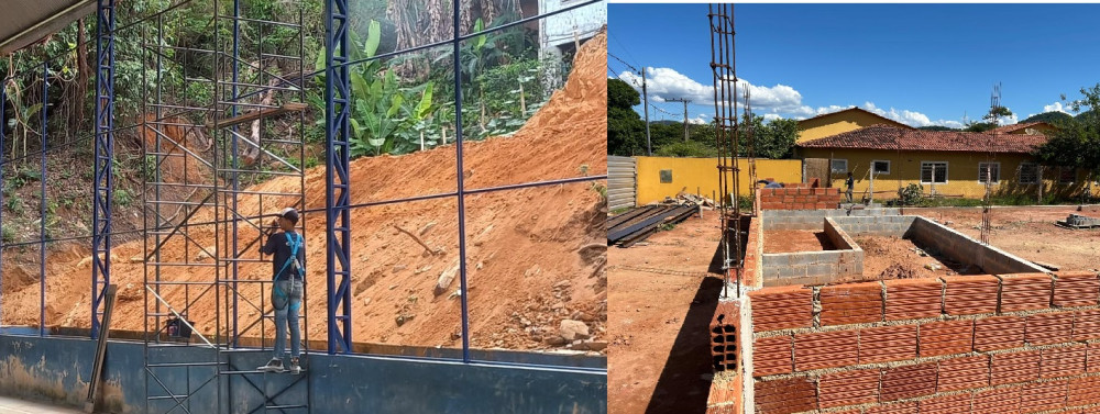 Reforma da quadra do Santa Rosa e construção de quadra no Campo Alegre seguem avançando