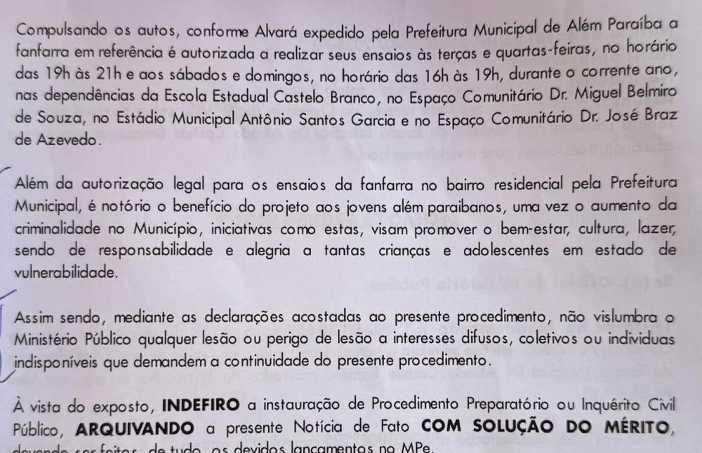 MORADORA DA ILHA RECREIO ENTRA NO MINISTÉRIO PÚBLICO CONTRA ENSAIO DA FANFARRA DO CASTELO BRANCO