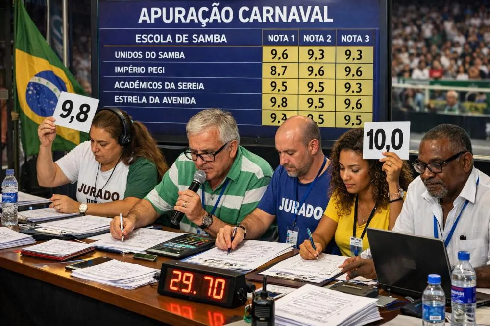 ESCOLA DE SAMBA CAMPEÃ SERÁ CONHECIDA NA APURAÇÃO NA TARDE DE 2ª FEIRA, 16 DE FEVEREIRO