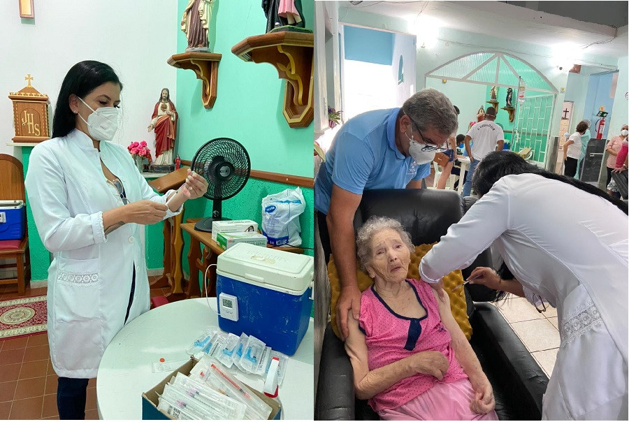 Secretaria de Saúde vacinou contra Covid idosos do Abrigo Asilo Ana Carneiro. Secretária Bethânia acompanhou e atuou na vacinação