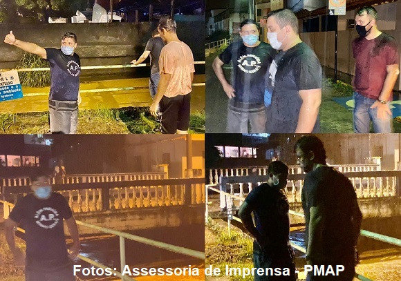 Temporal em Além Paraíba: Prefeito Miguel Belmiro, Secretários e Defesa Civil estão nas ruas de Além Paraíba monitorando possíveis danos causados pela chuvas e nível dos Rios