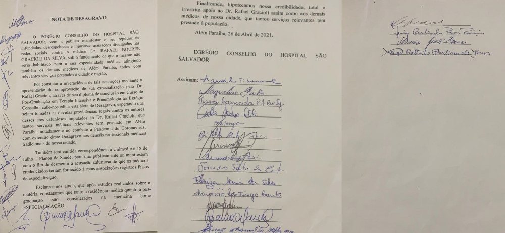 Conselheiros publicam nota de desagravo em apoio ao Provedor e Médico Rafael Gracioli